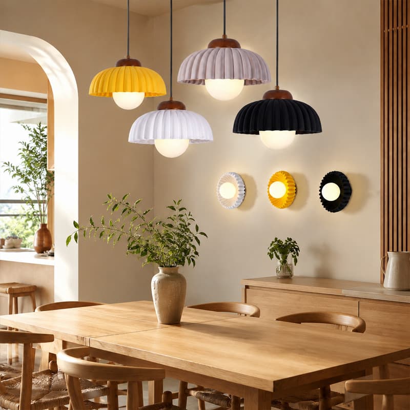 Estilo Nórdico Pendente Luminaria Teto Macarons Lampu Gantung Decoração Lustre Sala Jantar LED Moderno Lampu Dinding