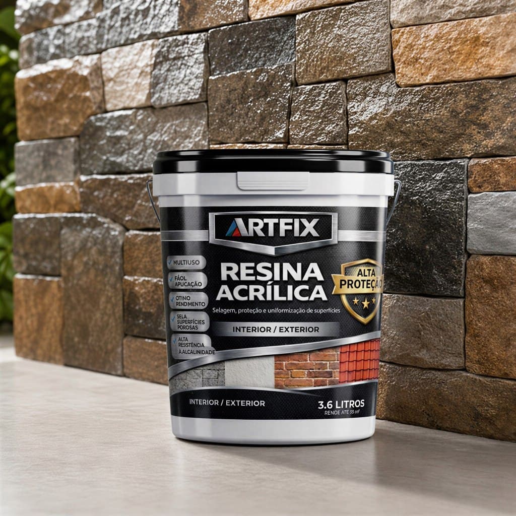 Resina Acrílica 1kg e 3kg Kit 1 ou 2 Unidades Impermeabilizante Brilho Forte Piso Pedra Muro Parede