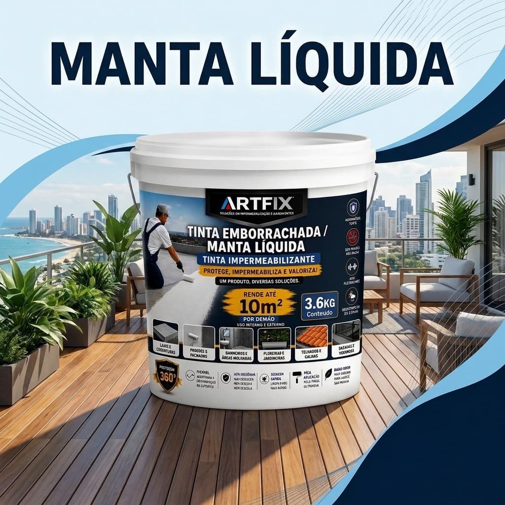 Tinta Emborrachada 3,6 Kg Manta Líquida para Proteção Contra Fissuras e Infiltrações