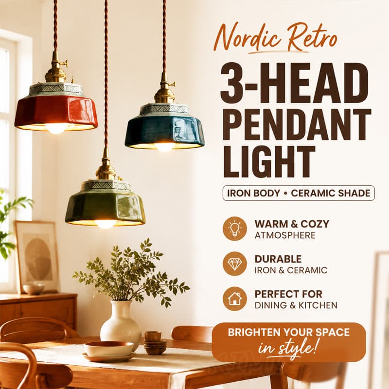 Lustre Sala Jantar Estilo Retrô Luminaria Pendente Teto Formato Geométrico Abajur De Cerâmica Lampu Gantung