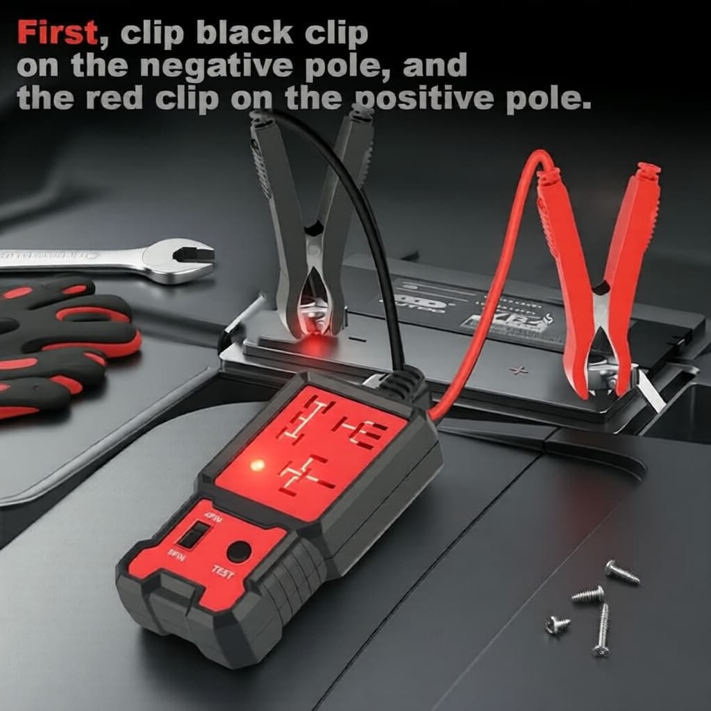 Testador Universal de Saúde de Bateria Automotiva 12V com Indicador LED e Ferramenta de Teste de Relé