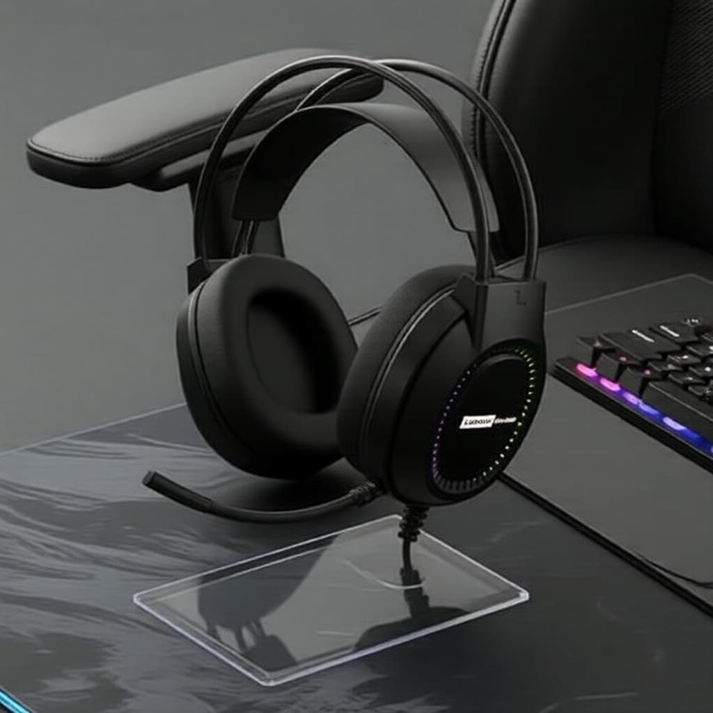 Fone de ouvido gamer Lenovo à prova d'água com luzes RGB, fones de ouvido supra-auriculares, microfone com cancelamento