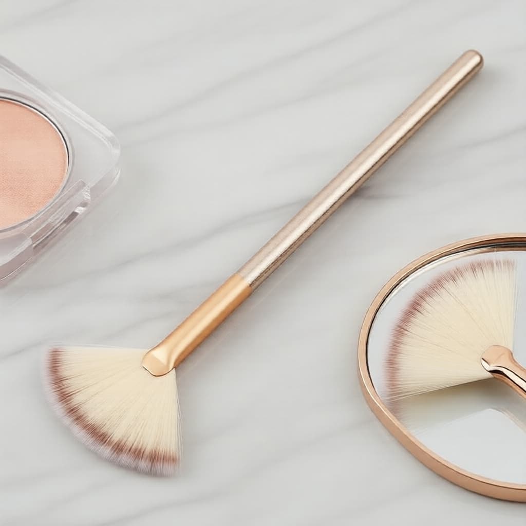 Pincel Iluminador em Leque Único – Ideal para Salões de Beleza, Aplicação de Séruns e Máscara Facial