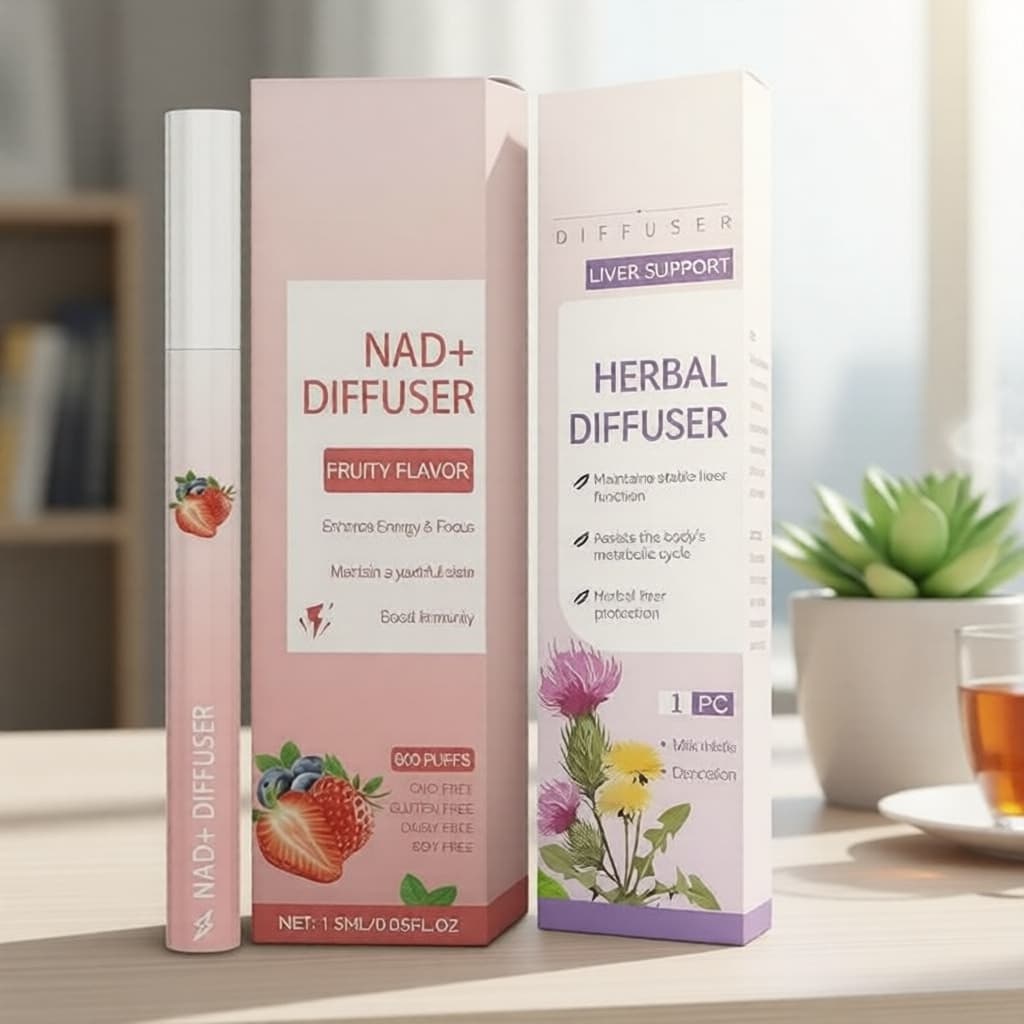 Caneta Difusora de Ervas 2 em 1, Purificador de Pulmões & Botânicos para Respiração, Menta Fresca & Aroma Herbal, 600