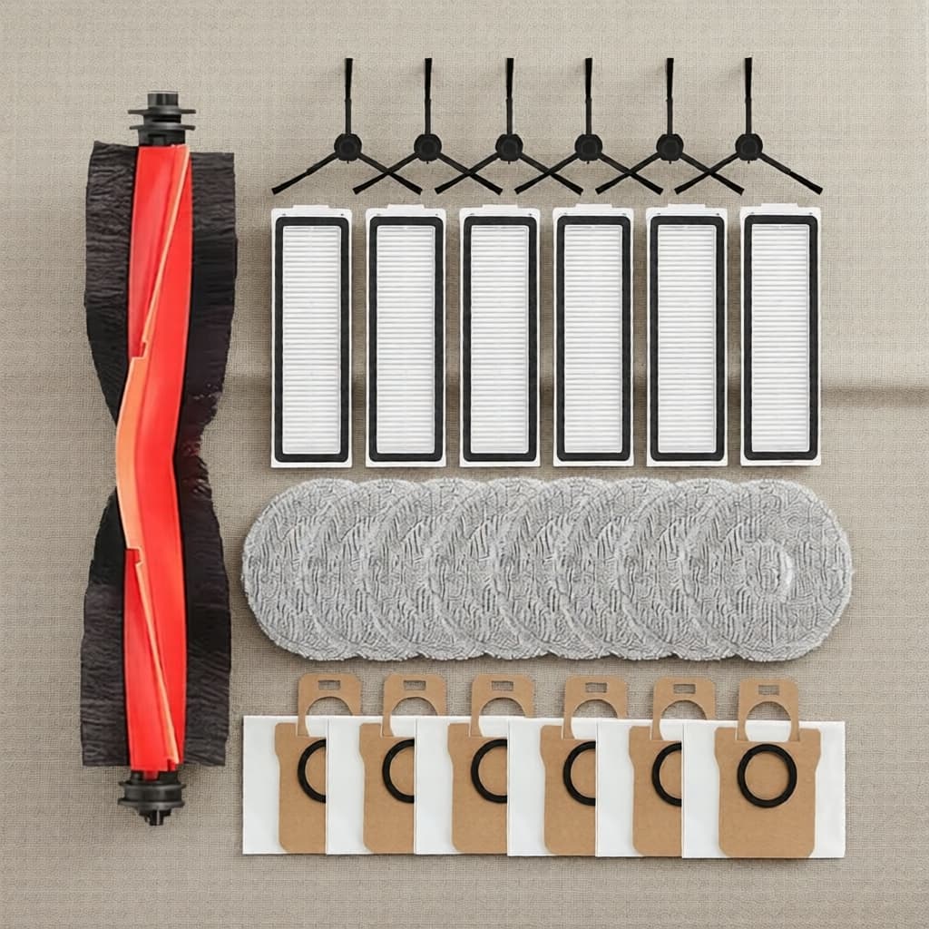 Pacote de Acessórios para Robô Aspirador Xiaomi X20 Max: Escova Principal, Escovas Laterais, Filtros, Panos de Mop e