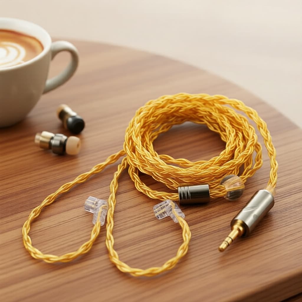 QKZ T1 Cabo de Fones de Ouvido Intra-Auriculares 8 Pinos QDC, Cobre Prateado, 3,5 mm, 0,75 m, 2 Pinos