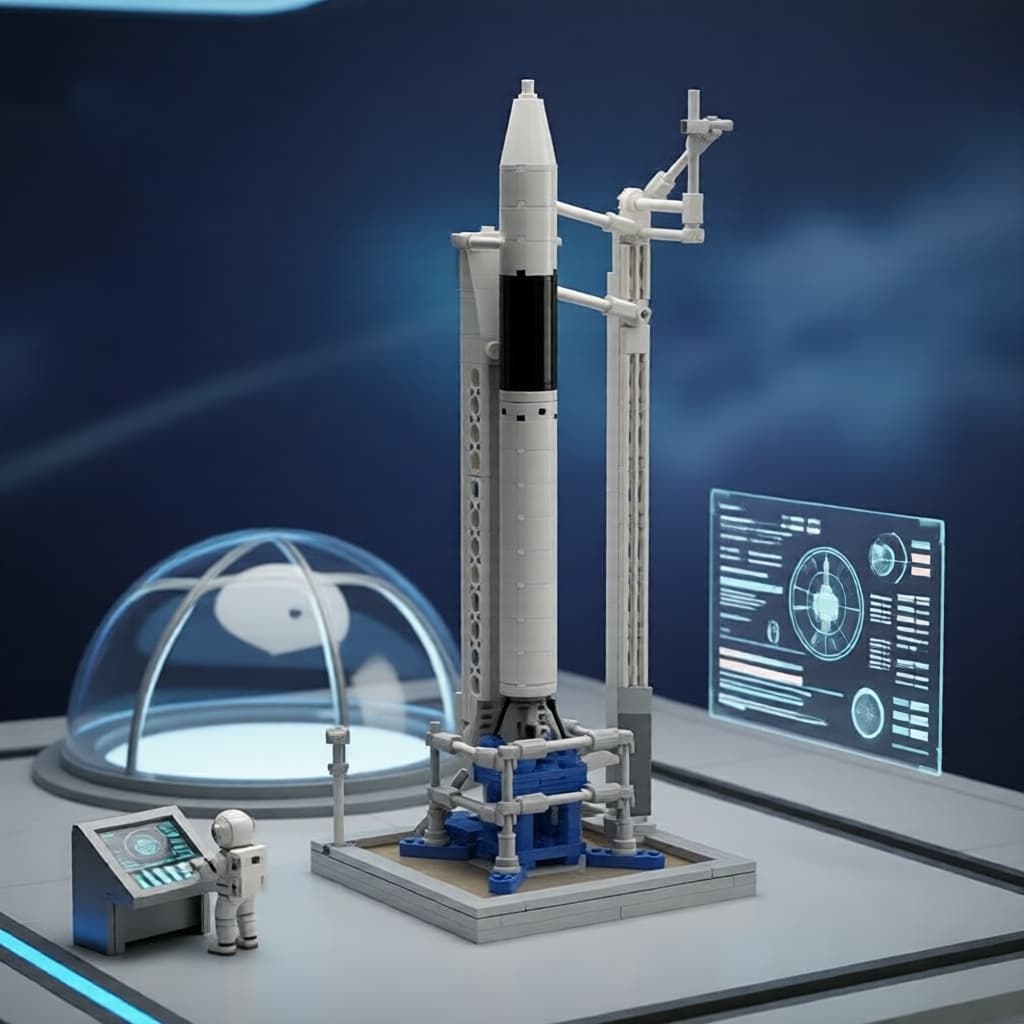 Conjunto de Construção Space Falcon 1 Foguete com Plataforma de Lançamento - 261 peças compatível com Lego
