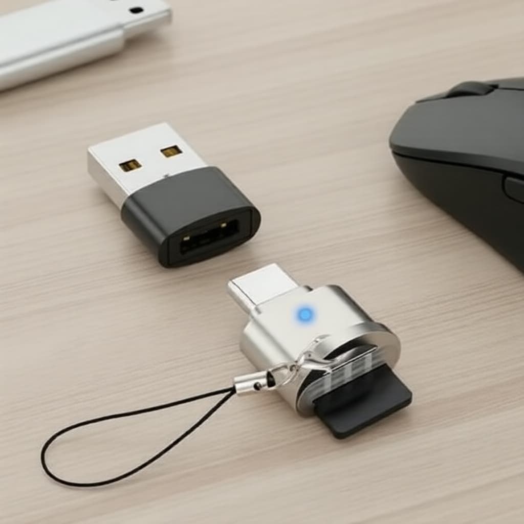 Leitor de cartões Type-C TF/SD com adaptador USB-C para USB, Mepsies OTG