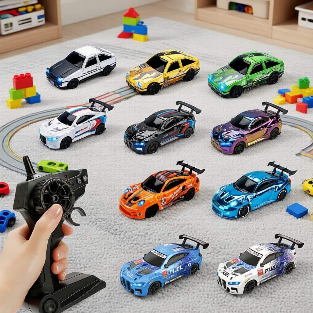 Carro RC Drift 1:64 4WD, Modelo de Corrida Mini Controle Remoto 2.4G, Alta Velocidade, Presente de Verão Perfeito para
