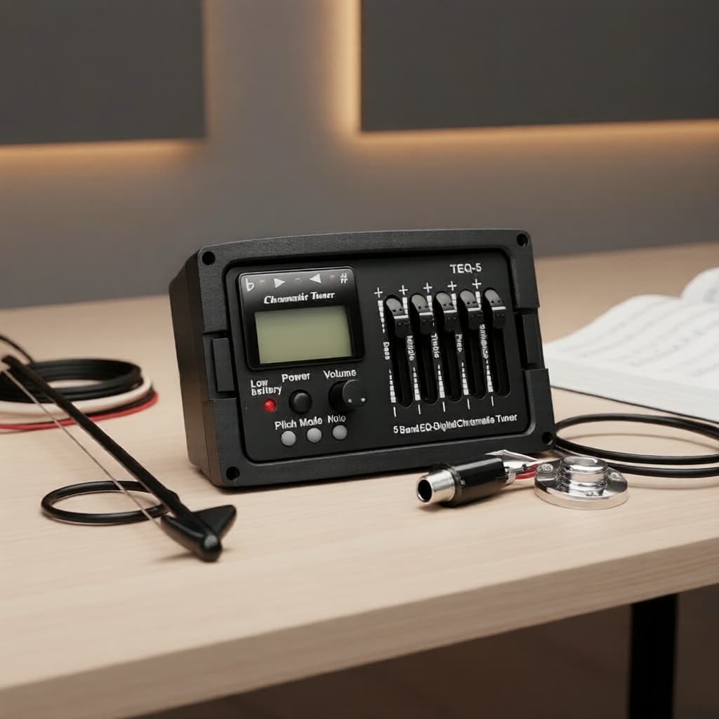 Kit Captador para Violão Acústico: Equalizador 2/3/4 bandas, Pré-amplificador, Microfone, Display LCD, Afinador,