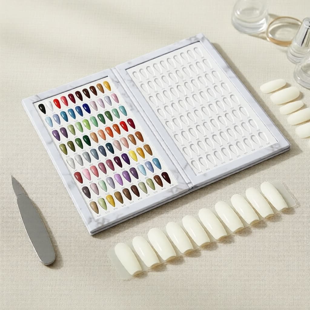 Livro de Cores para Unhas Artísticas 120/160 Cores + Suporte de Exibição de 240 Pontas Sem Cola