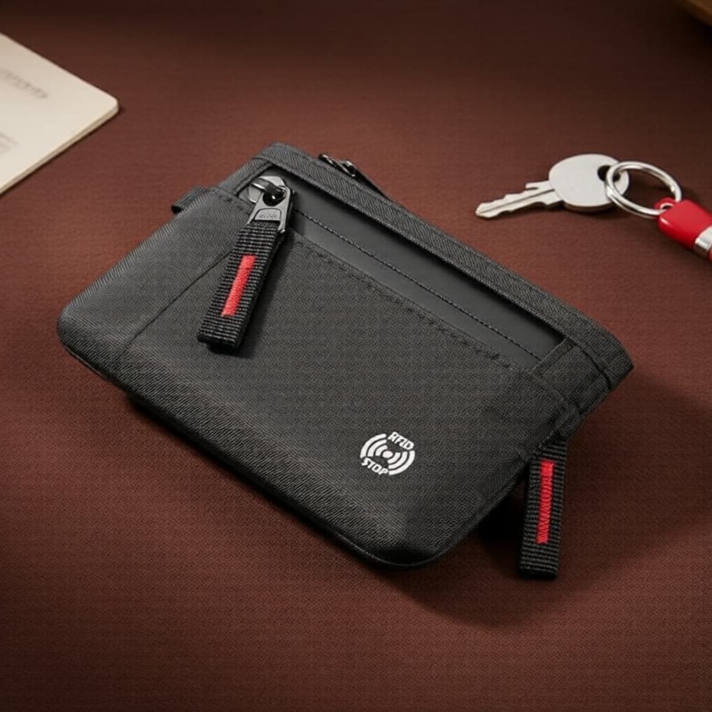 Carteira Masculina à Prova D'água, Proteção RFID, Bolso com Zíper para Moedas e Amplos Compartimentos para Cartões