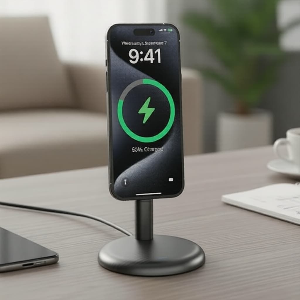 Suporte Carregador MagSafe Sem Fio para Desktop, Compatível com iPhone 16/15/14 Pro Max