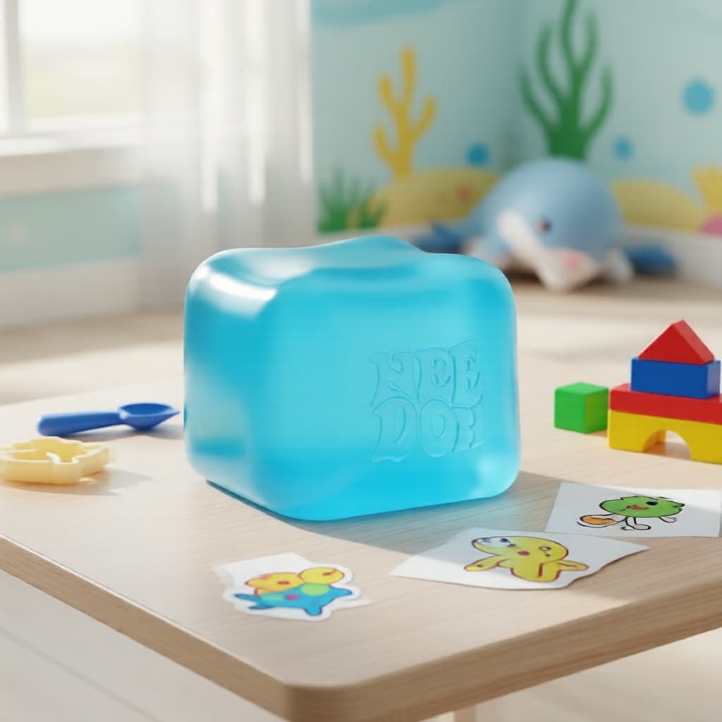 Schylling NeeDoh Níce Cube – Adorável cubo de apertar com textura de goma, super forte e macio