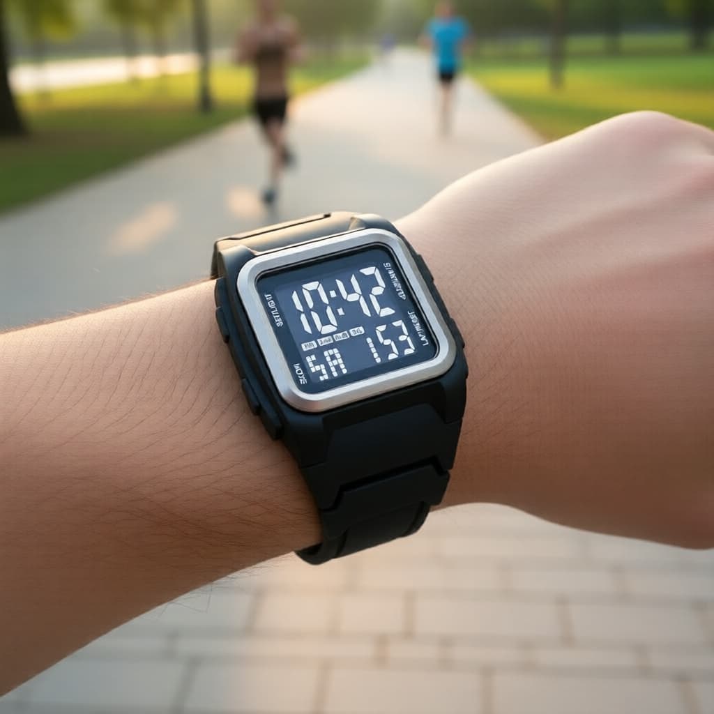 Relógio Esportivo Digital Masculino, LED Eletrônico com Exibição Automática de Data e Semana, Estilo Militar Casual
