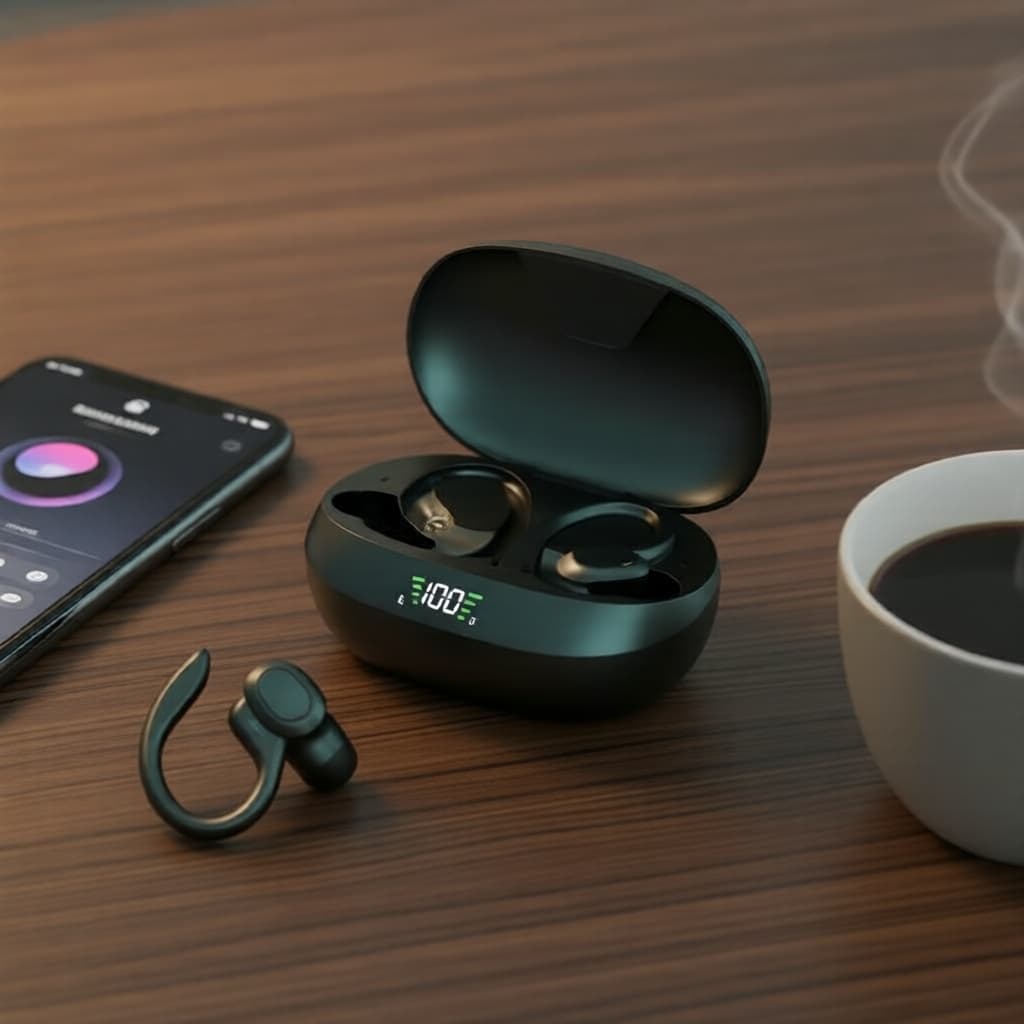 Fone de Ouvido Bluetooth Estéreo P16 - Fones de Ouvido Sem Fio com Gancho de Orelha, Fones de Ouvido Esportivos