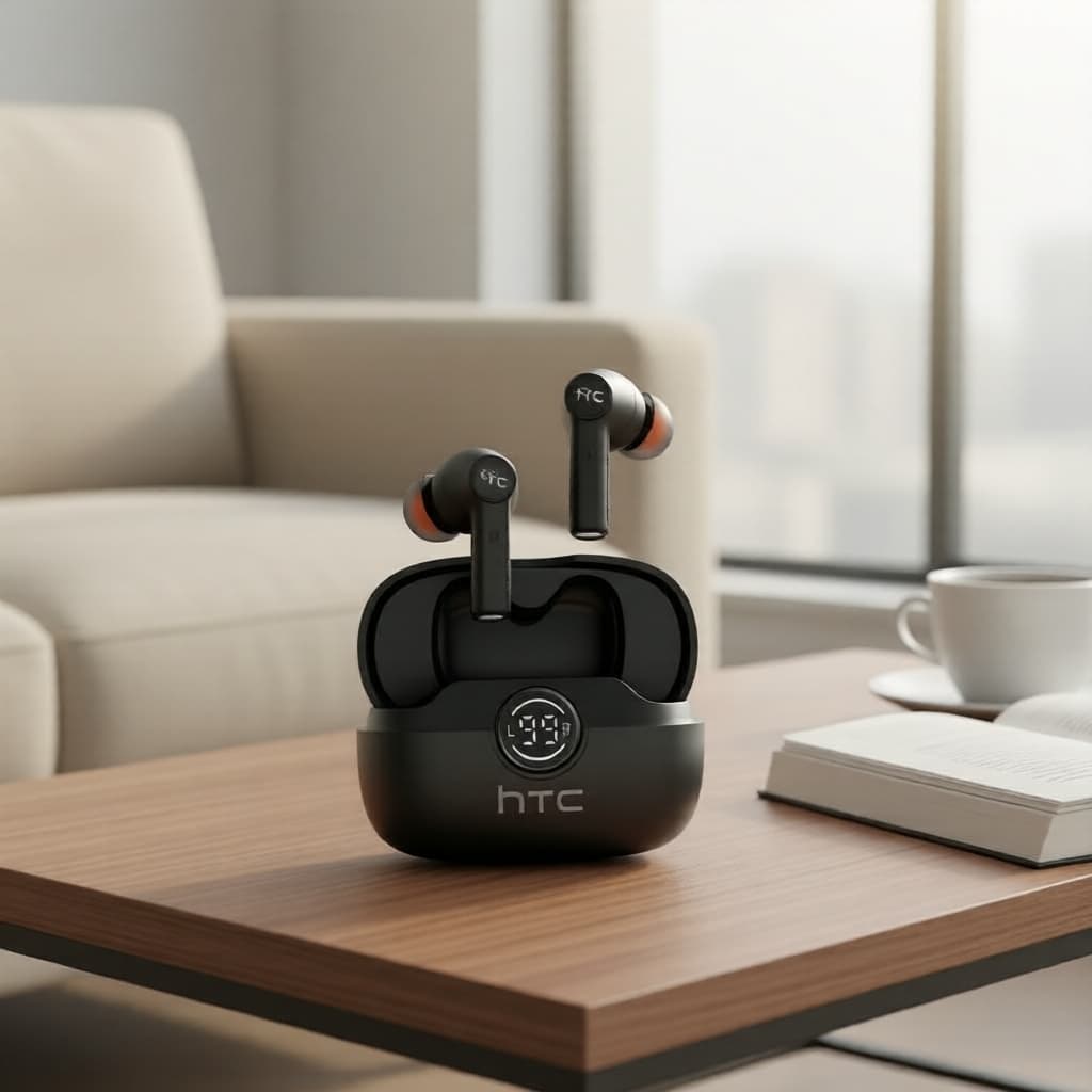 Fones de ouvido Bluetooth 6.0 HTC NE79 com microfone – tradução em tempo real, música HiFi, chamadas HD, redução de