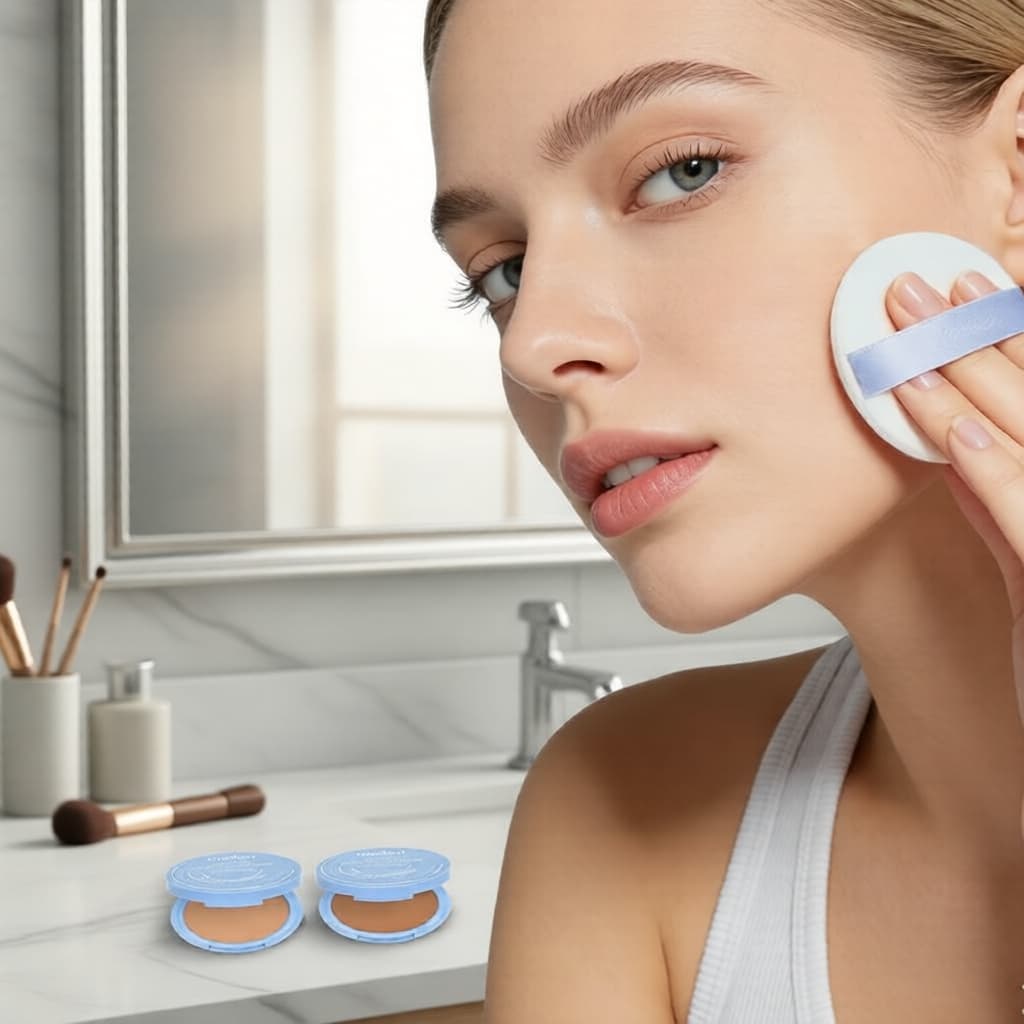 DAISIBO Pó Compacto Facial Matificante - À prova d’água, longa duração, não craquela, acabamento leve e uniforme