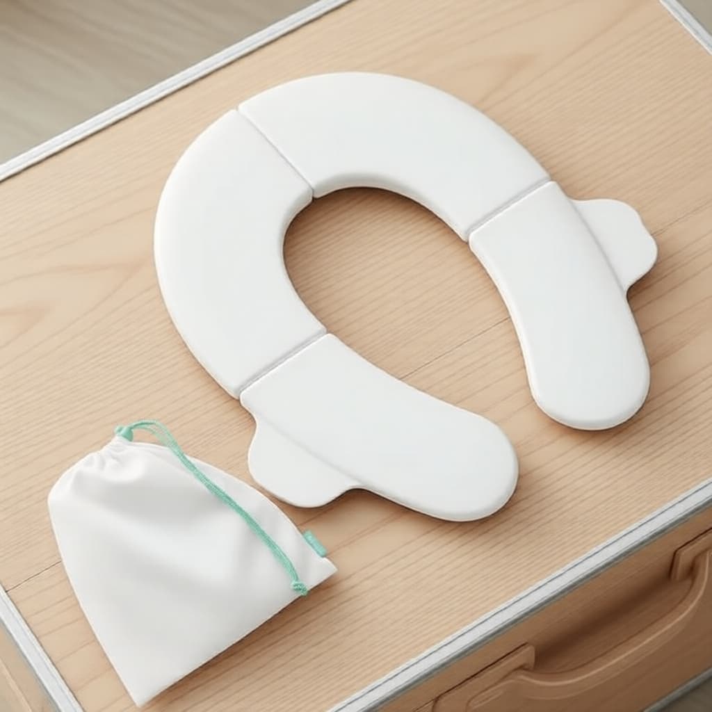 Assento Sanitário Dobrável de Viagem para Crianças, Antiderrapante, com Alças, Compatível com Vasos Redondos/Ovalados,