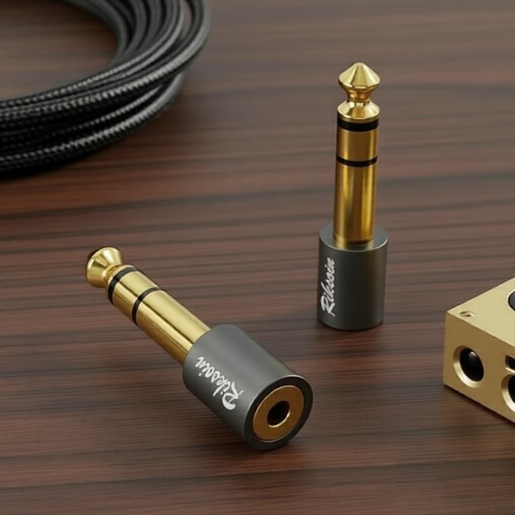 Adaptador de fone de ouvido de 6,35 mm para 3,5 mm banhado a ouro Hi-Fi para amplificador de guitarra, piano, caixa de