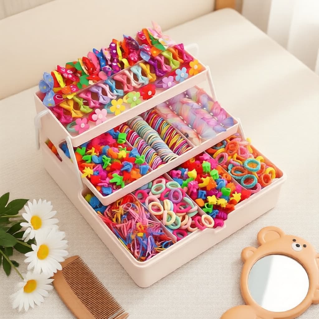Conjunto de Presilhas de Cabelo Borboleta Feminino & Meninas – Elásticos, Amarras para Rabo de Cavalo & Tiaras, Presente