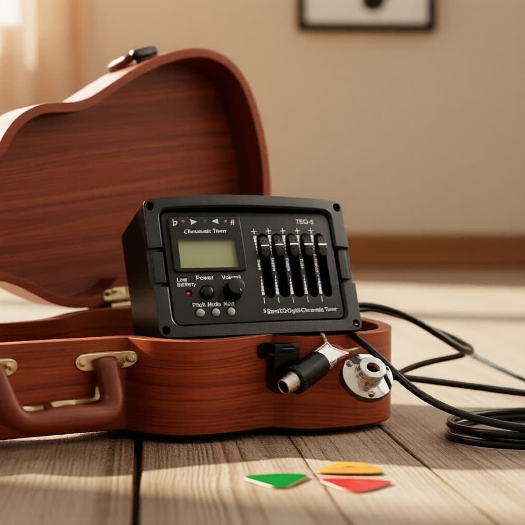Captador Piezo 2/3/4 bandas para Violão Acústico com Pré-amplificador, EQ, Afinador, Microfone e Equalizador de Ritmo