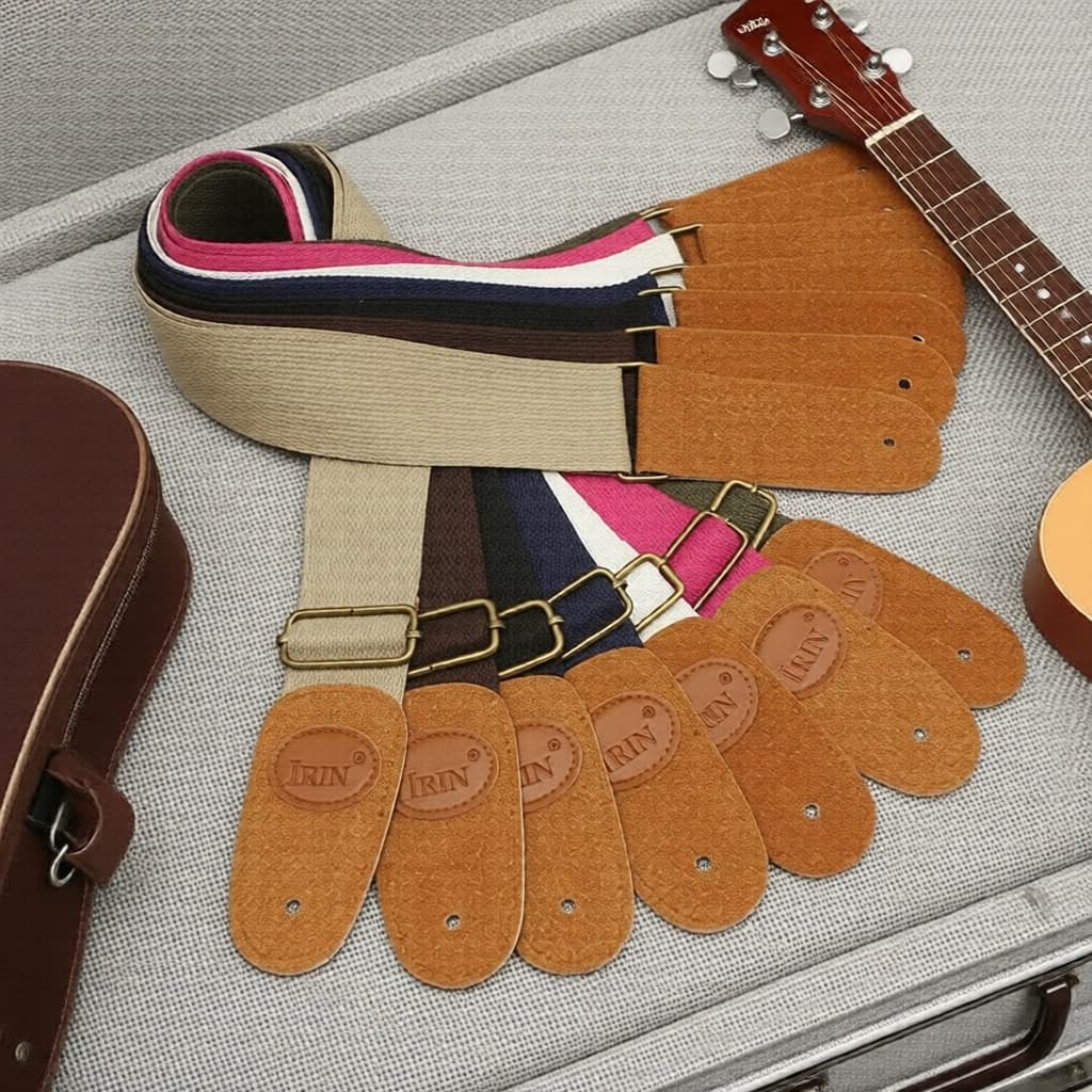 Alça de guitarra de algodão puro ajustável Orphee para guitarras acústicas/elétricas/baixas - várias cores