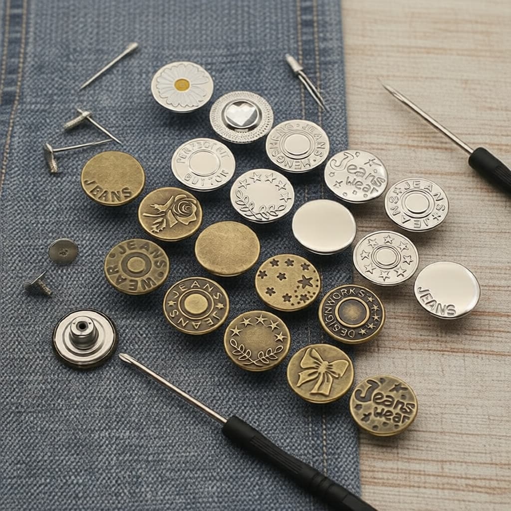 Conjunto de 10 botões ajustadores de cintura destacáveis com chave de fenda para jeans