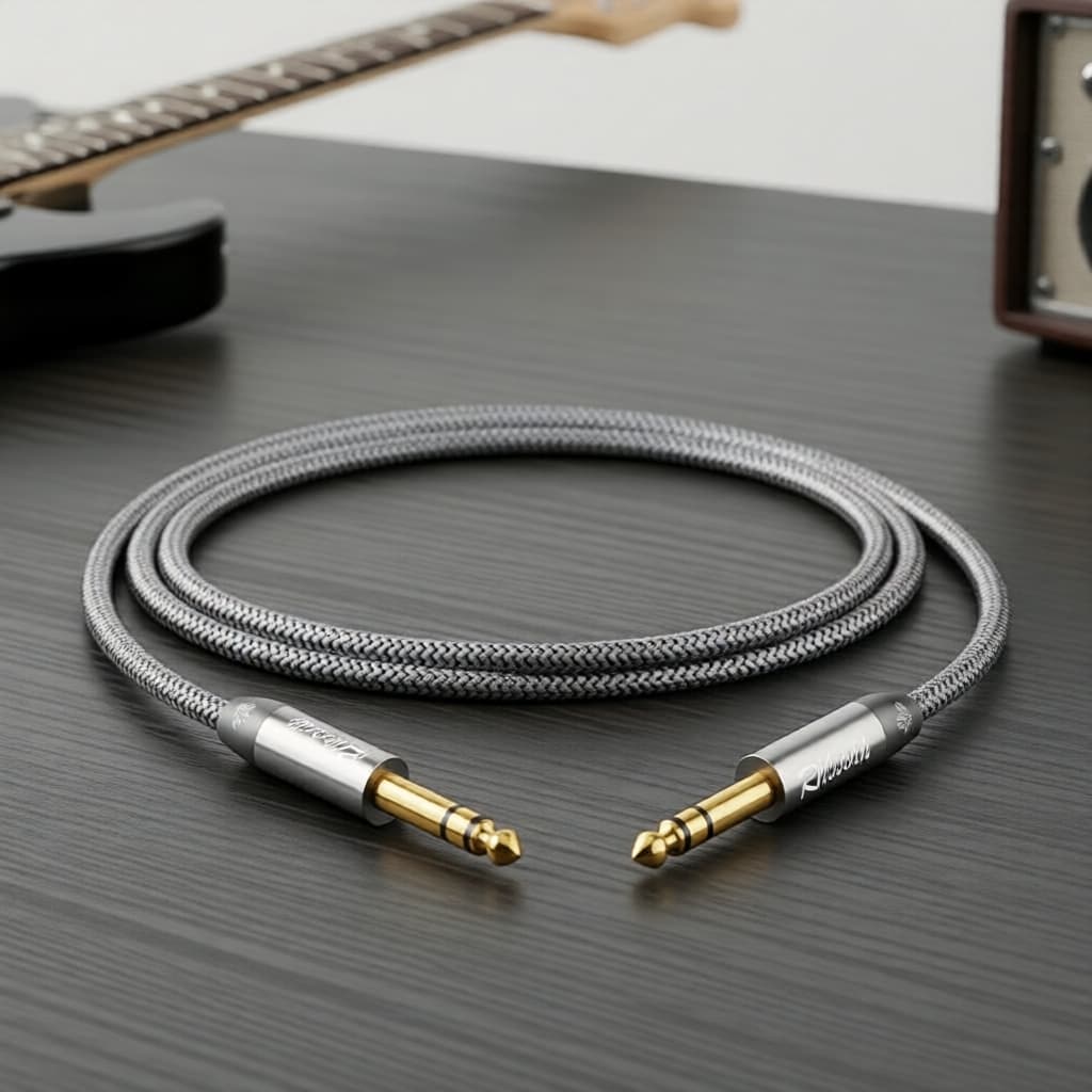 Cabo de guitarra TRS 1/4 polegada macho estéreo para amplificador de baixo elétrico e teclado Pro Max