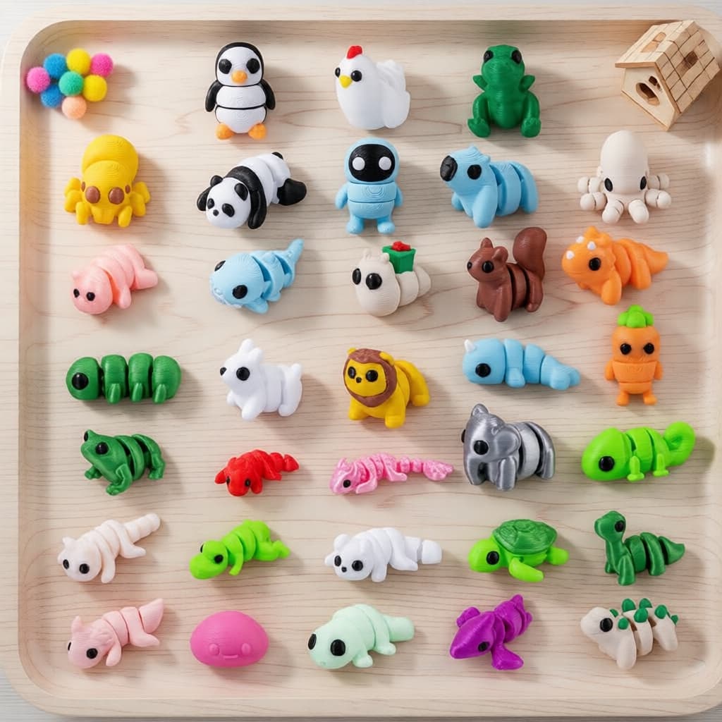 Conjunto de 32 Fidget Animais Flexíveis com Articulações, Brinquedos Giratórios para Alívio da Ansiedade, Crianças e