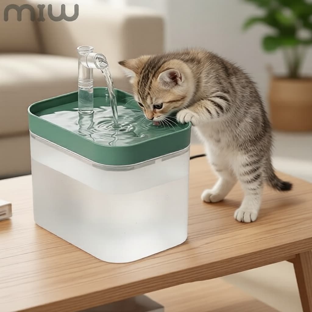 Fonte de água silenciosa com filtro múltiplo de 2 litros, automática, com dupla voltagem para cães e gatos
