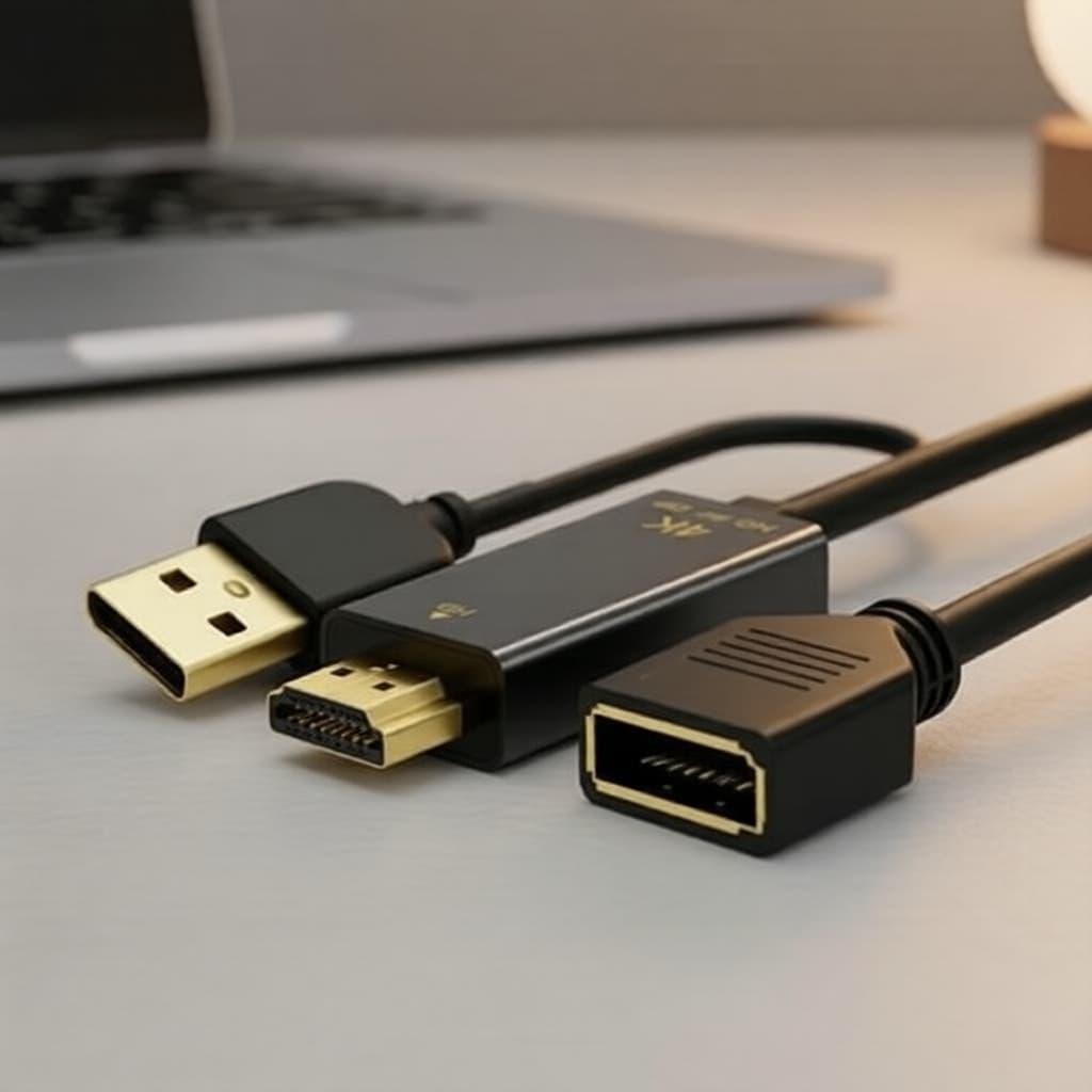 Adaptador HDMI para DisplayPort 4K 60 Hz, alimentado por USB para monitores com conversor de áudio e vídeo