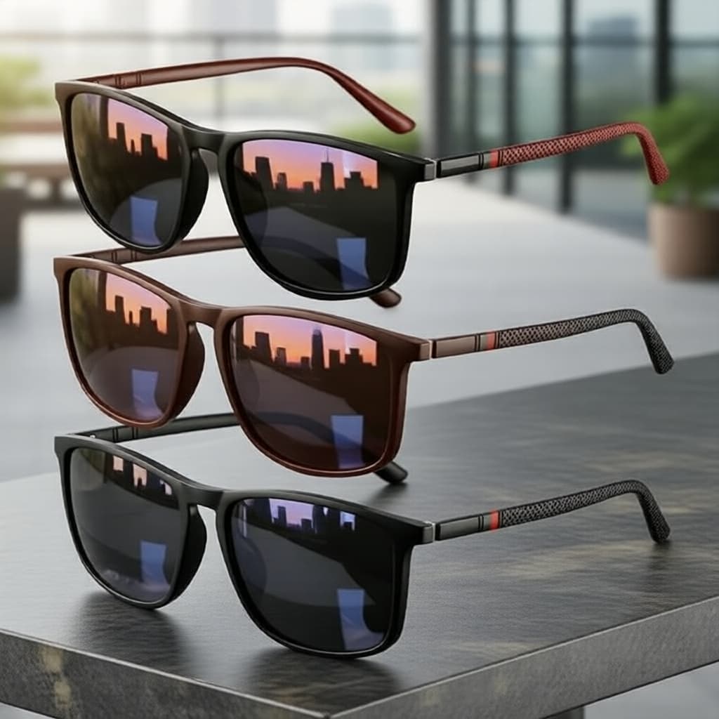 Óculos de Sol Vintage Quadrados Luxuosos 3-Pack UV400 para Homens e Mulheres - Ótimos para Viagens, Direção e Pesca