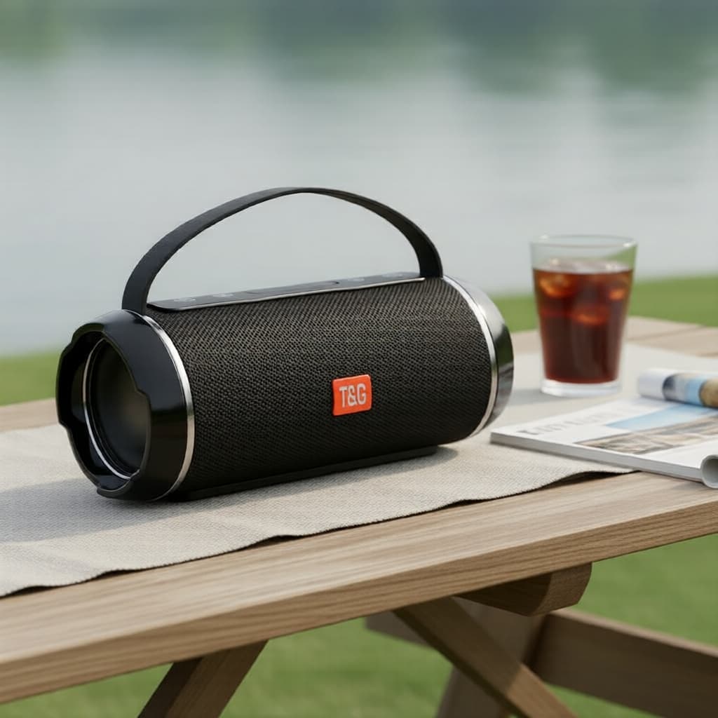 T&G TG116c Caixa de Som Bluetooth à Prova d'Água, TWS Sem Fio, Subwoofer Potente com Som Estéreo de Elite
