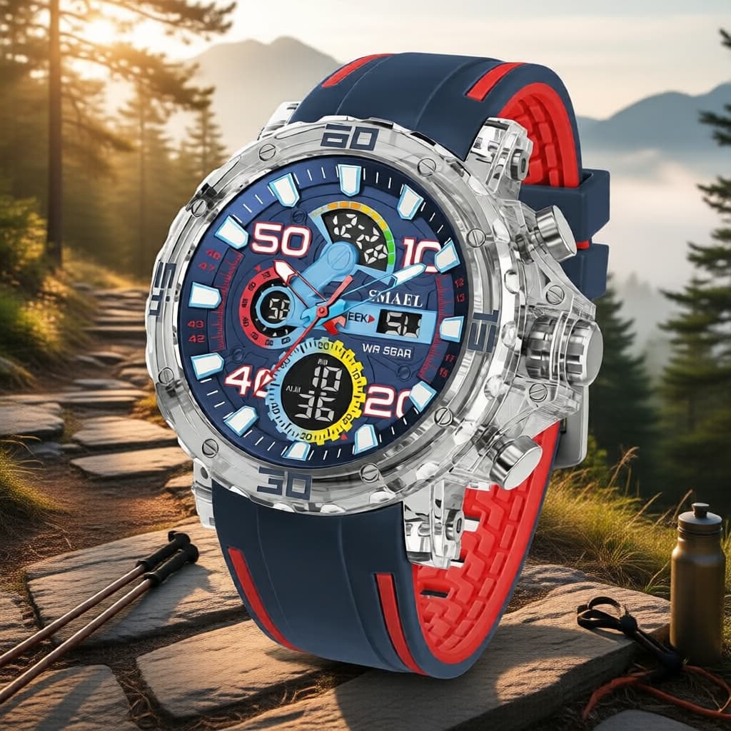 Relógio Esportivo Cronógrafo Luminoso Masculino: Movimento de Quartzo, à Prova d'Água, Luz LED e Alarme - Ótima Ideia de