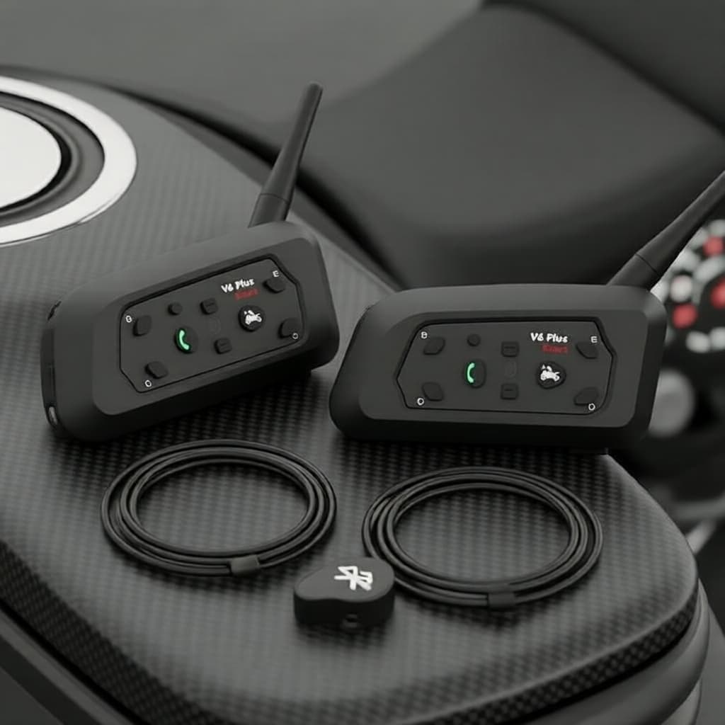 V6 Plus BT 1500m Capacete para Moto Headsets Intercomunicador