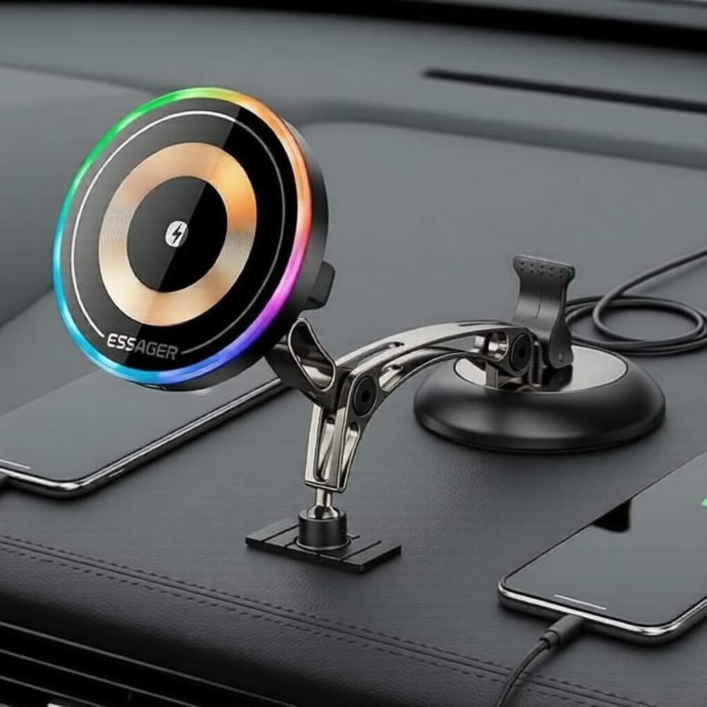 Essager Premium Carregador Magnético Wireless Veicular de Alta Performance + Suporte Universal para Celular