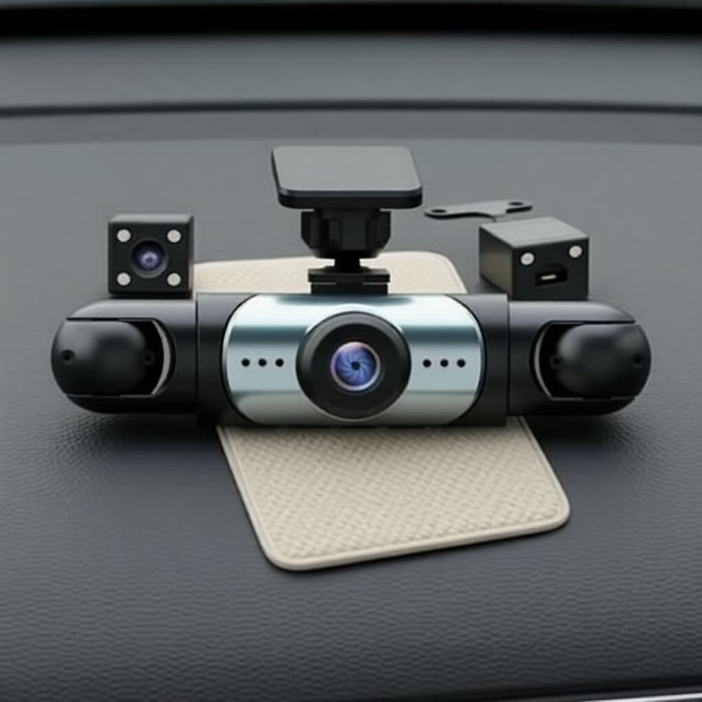 Câmera Veicular DVR Dash Cam Gravador de Vídeo 4 Canais com Visão Noturna e Monitoramento de Estacionamento