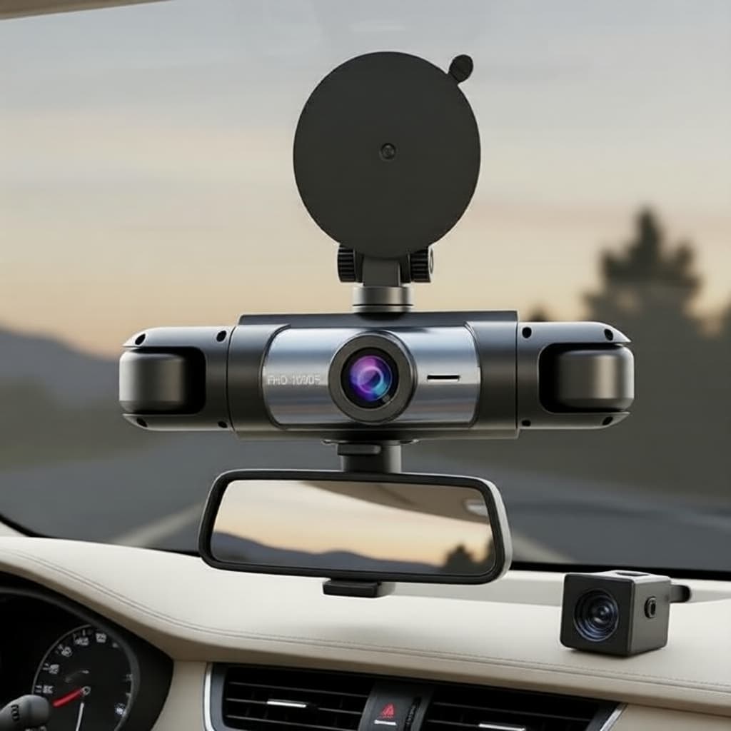 Câmera Veicular 4 Canais 1080P HD, DVR com Visão Noturna para Dianteira e Traseira