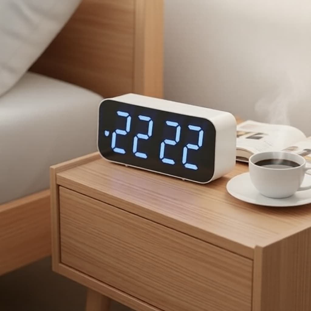 Relógio Digital de Mesa: Alarme Digital, Temperatura Ambiente, Alimentação a Pilha/USB