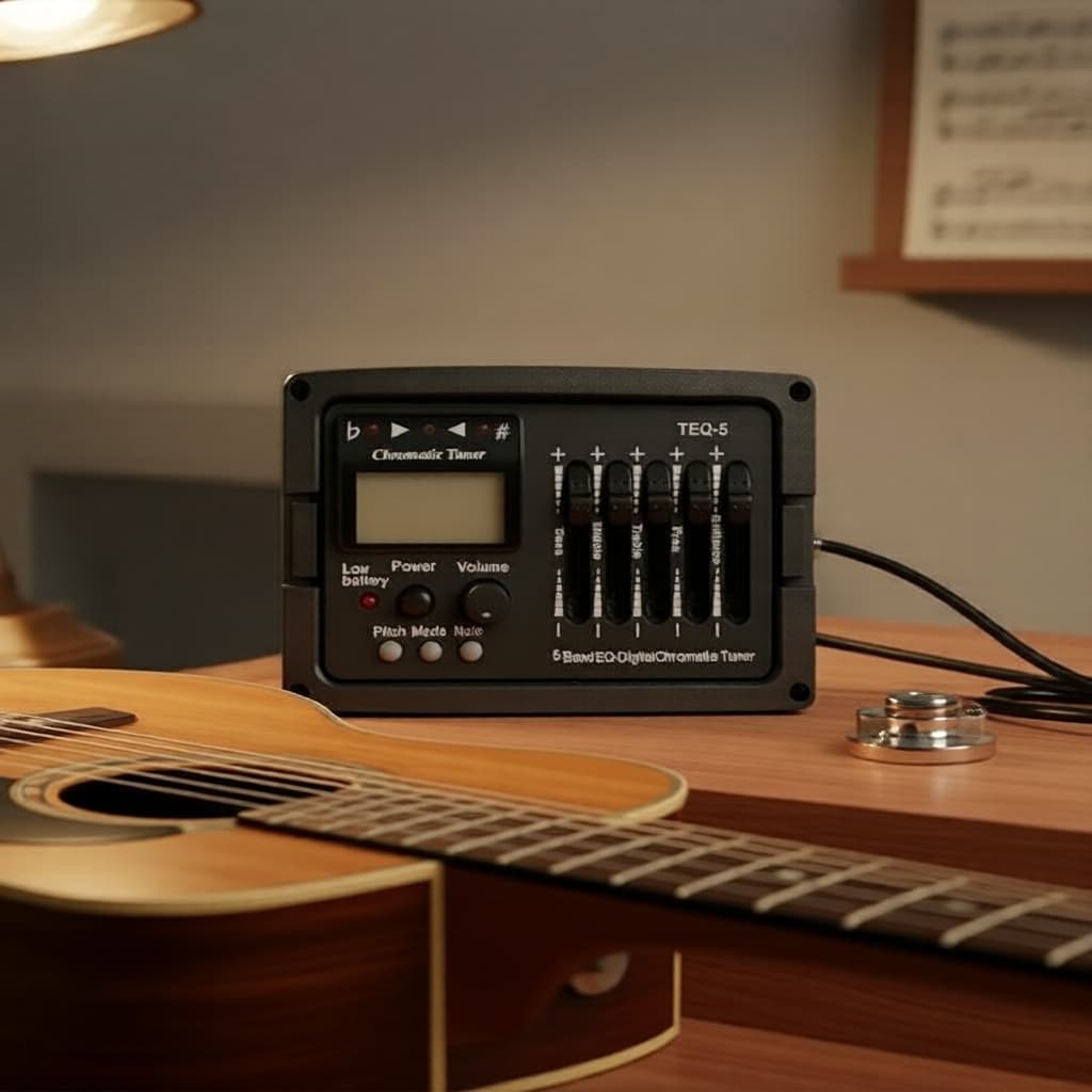 Captador Piezo para Violão Acústico 2/3/4 Bandas com Pré-amplificador, EQ, Afinador, Microfone, Equalizador de Ritmo e