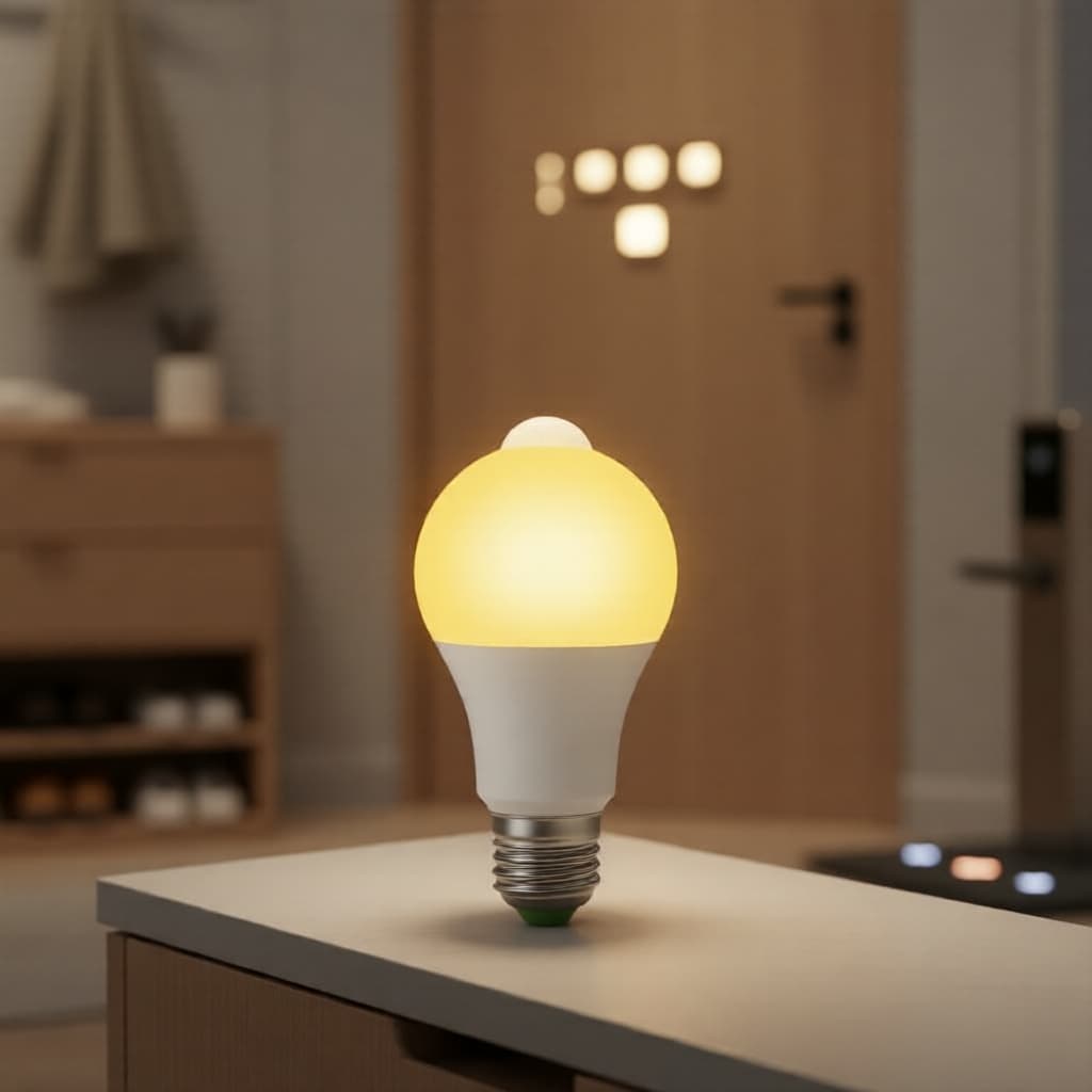 Lâmpada LED Inteligente com Sensor de Movimento PIR AXUS 85-265V 4,4W, Acionamento Automático para Iluminação Doméstica