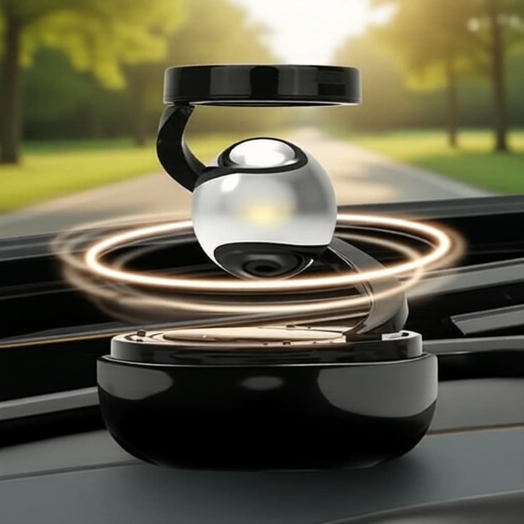 Esfera de Cristal Rotativa a Energia Solar para Carro – Purificador e Aromatizador de Ar