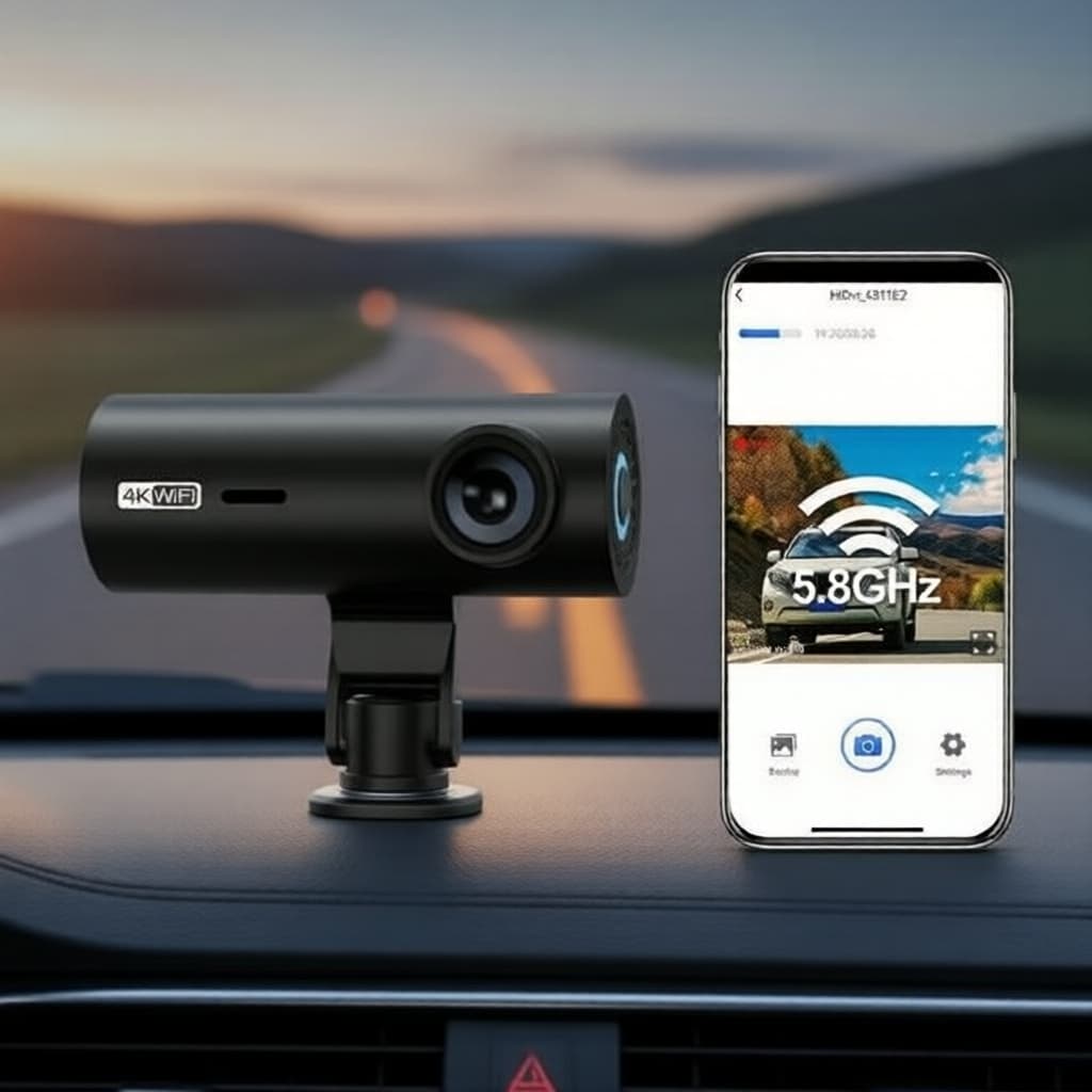 Câmera Veicular Dupla Lente WiFi com Visão Noturna, Modo de Estacionamento e Gravador de Vídeo
