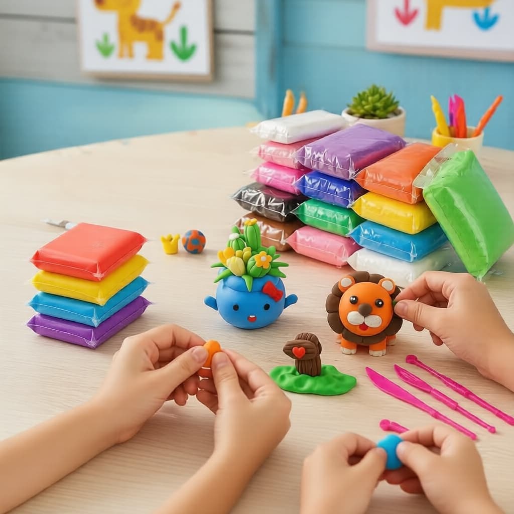 Kit de Massa de Modelar EVA de Cores Claras, 240/120 Peças de Massa Macia Não Tóxica + Ferramentas e Acessórios