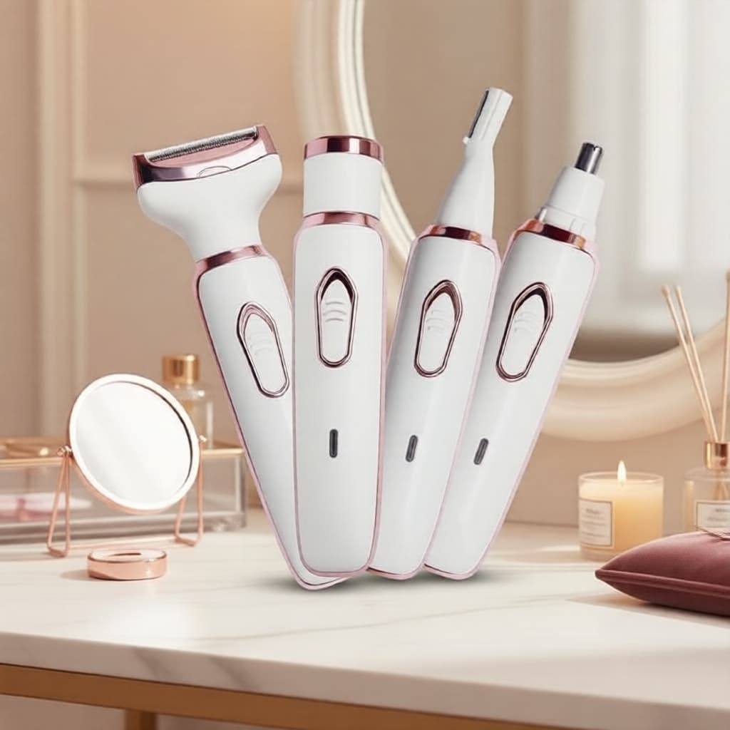 Depilador Feminino Sem Fio: Aparador Suave para Biquíni + Aparador Facial e de Sobrancelhas - Conjunto de Presente de