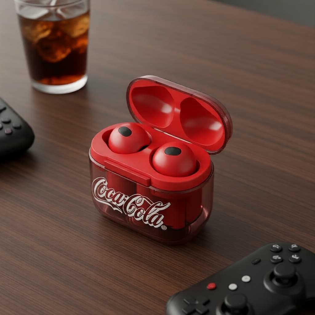 Fones de Ouvido Retro Coca-Cola T36S TWS Bluetooth 5.4 Semi Intra-Auriculares com Microfone, Bateria de Longa Duração,