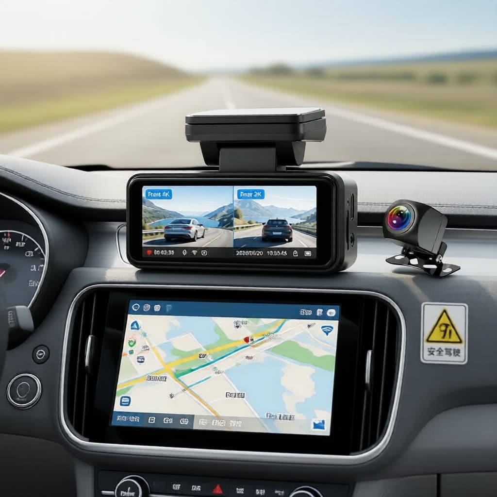 Xfy X3 Dashcam 4K+2K, Controle por App via WiFi, Tela IPS de 3,2 pol., Comando por voz, Gravador Veicular Frontal e