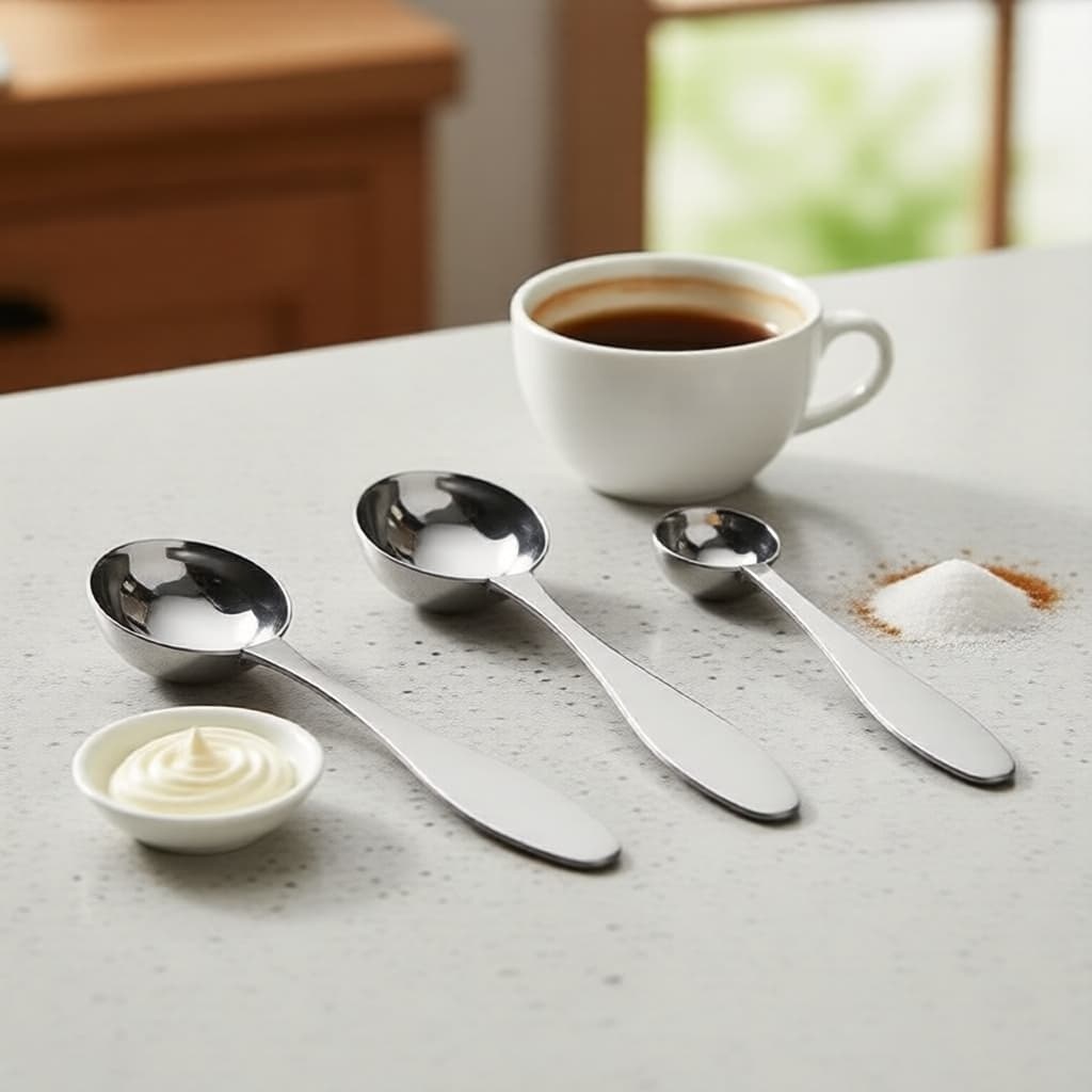 Colher medidora de café em aço 304 ergonômica, design higiênico, colher medidora em 3 tamanhos, perfeita para cozinha