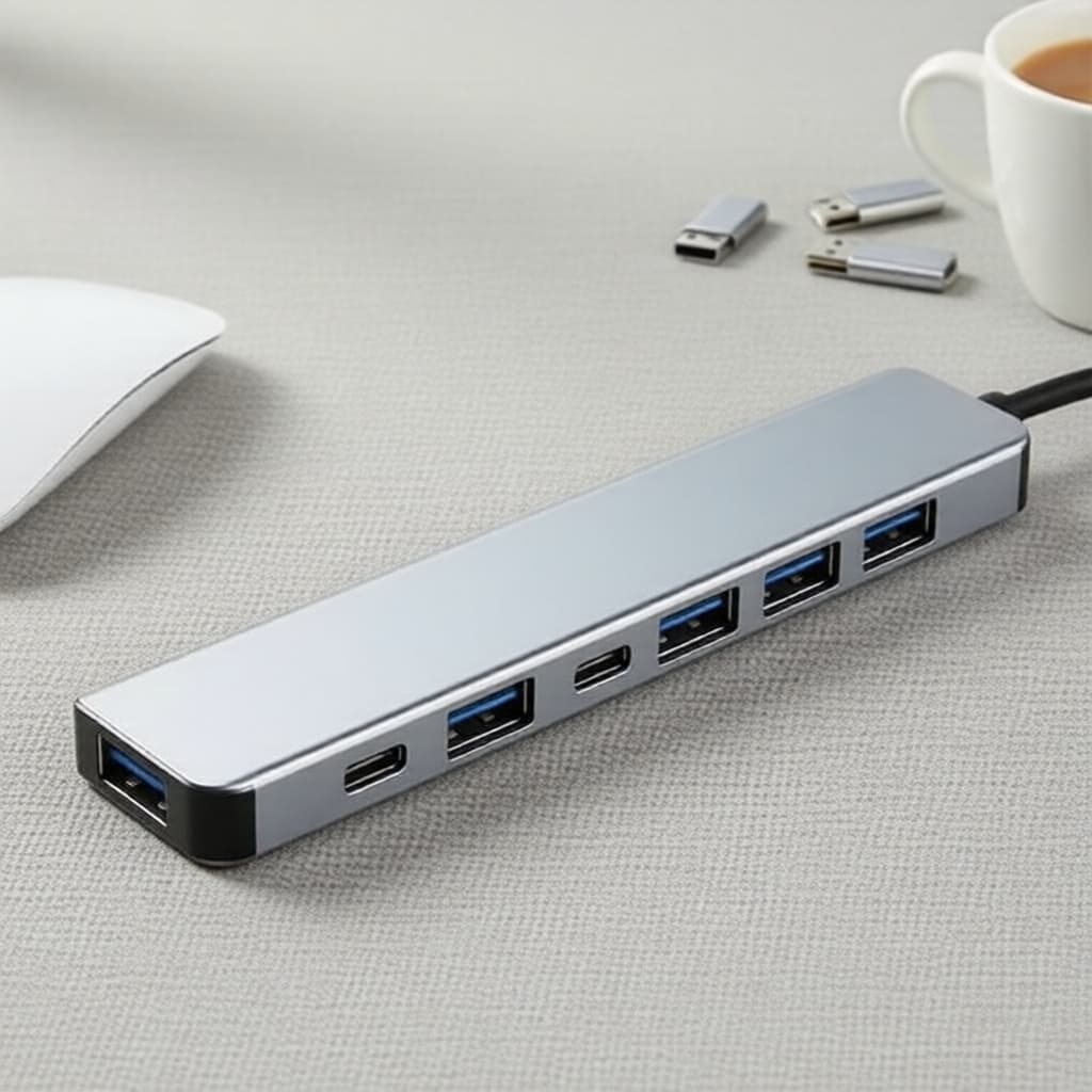 Hub USB 3.0 2.0 Tipo C 7 em 2 com 2 portas USB para PC, Laptop, Macbook e acessórios de extensão